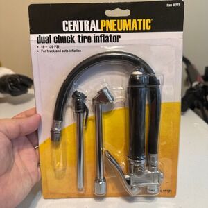 Central Pneumatic Dual Chuck Tire Inflator Unisex OS Black Silver 68272 120 PSI